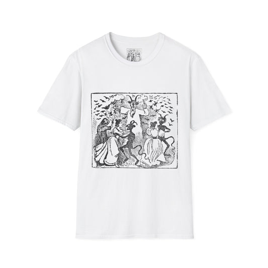 Demons dancing with women and bats flying through… Witchcraft T-Shirt
