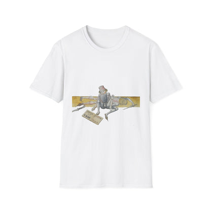 Mischievous Cat on Books T-Shirt - Vintage Study Vibe