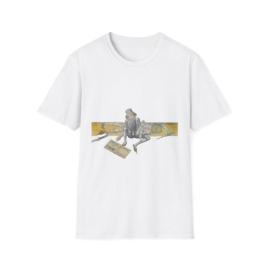 Mischievous Cat on Books T-Shirt - Vintage Study Vibe