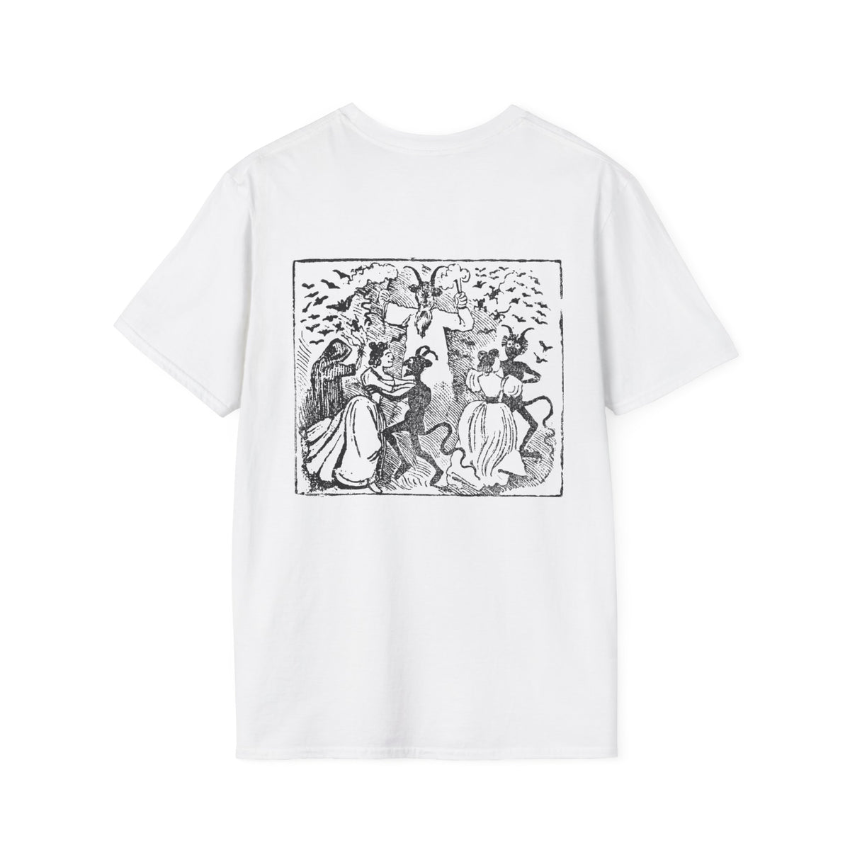 Demons dancing with women and bats flying through… Witchcraft T-Shirt