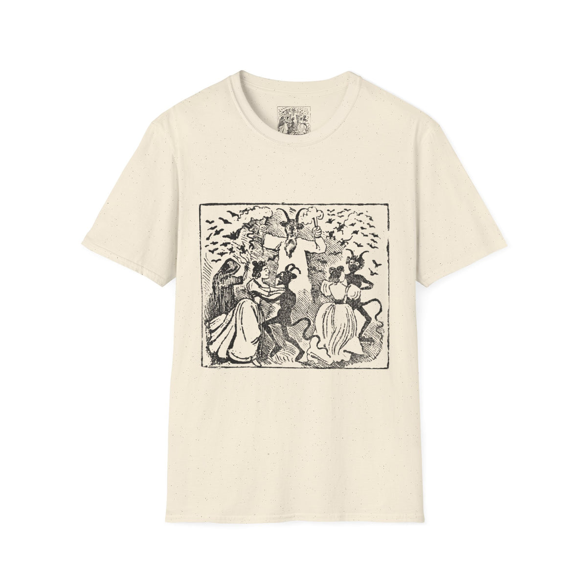 Demons dancing with women and bats flying through… Witchcraft T-Shirt