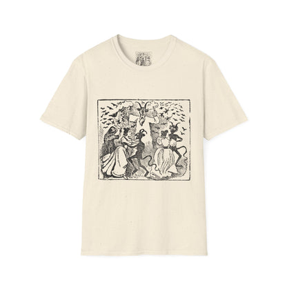 Demons dancing with women and bats flying through… Witchcraft T-Shirt