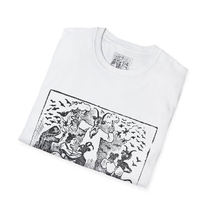 Demons dancing with women and bats flying through… Witchcraft T-Shirt