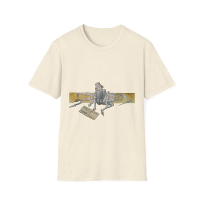 Mischievous Cat on Books T-Shirt - Vintage Study Vibe